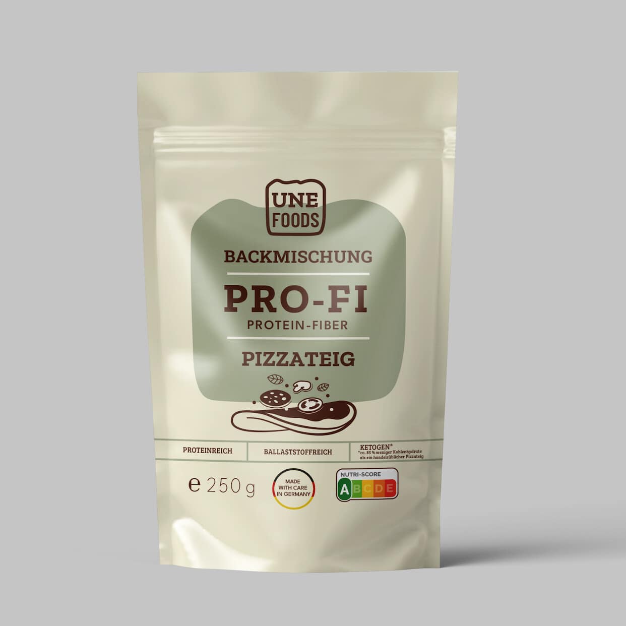 Premium PRO-FI Protein-Fiber Pizzateig von UNE FOODS – Lower Carb, ballaststoffreich & proteinreich