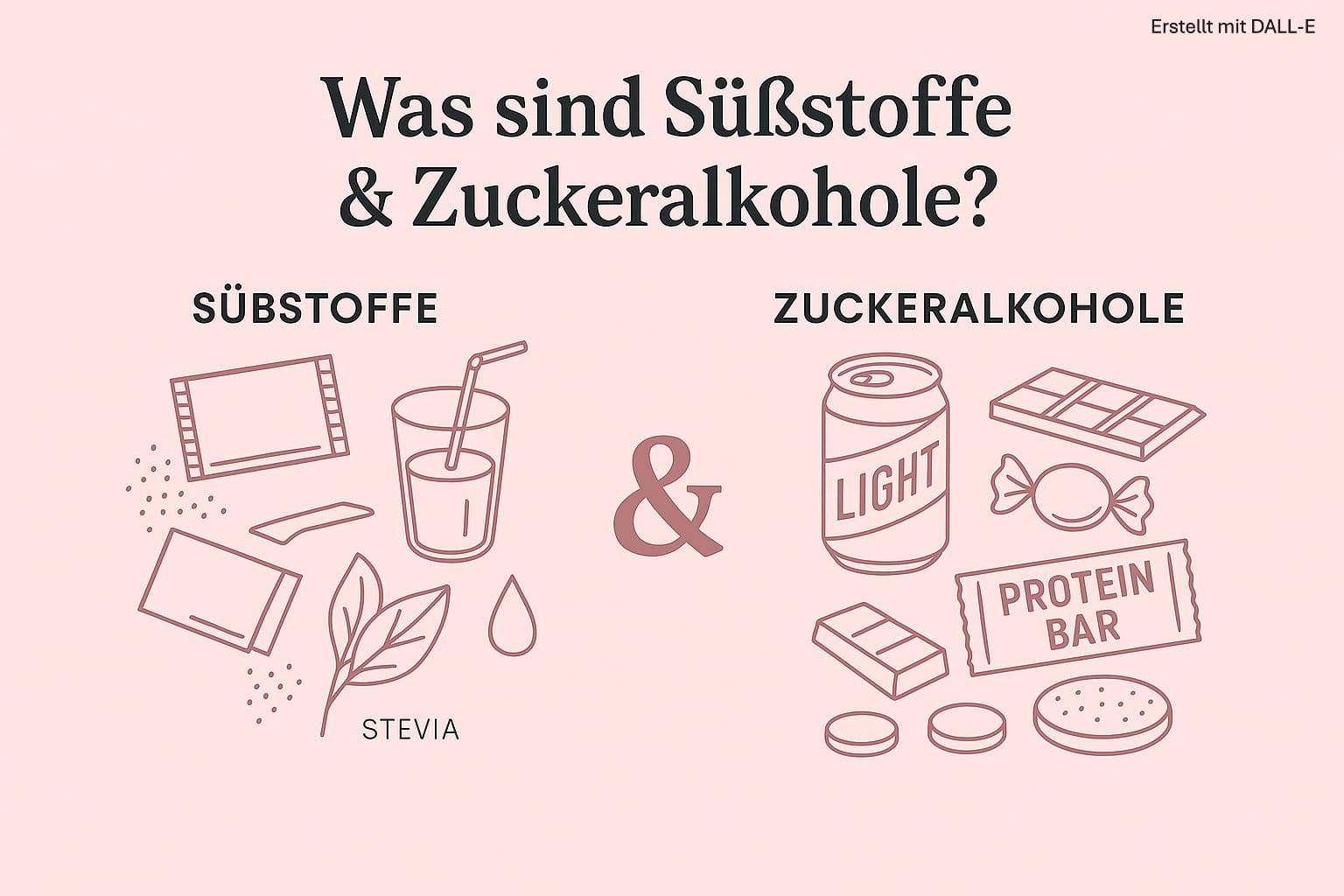 Was sind Süßstoffe und Zuckeralkohole? Infografik zu Unterschieden.