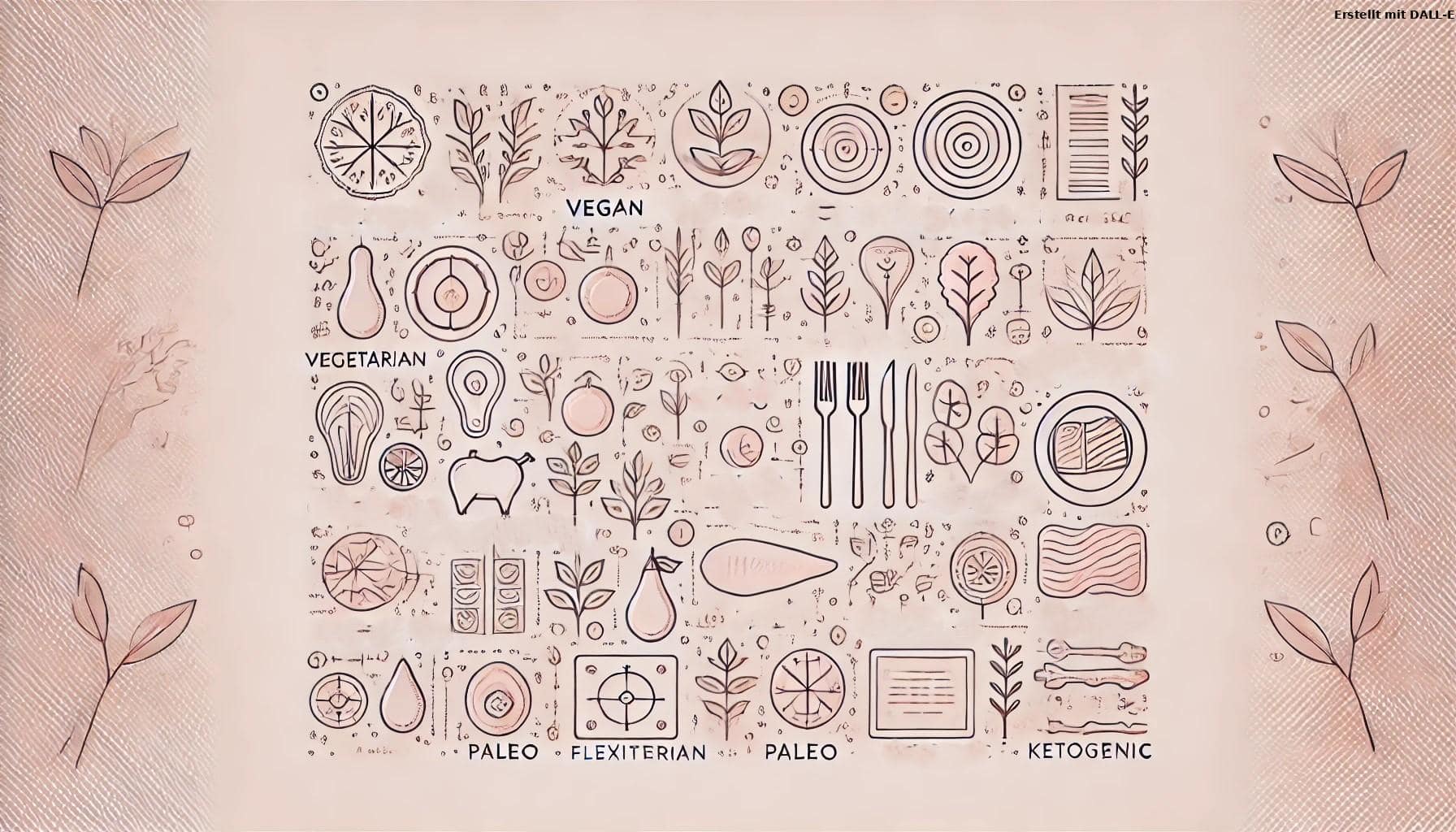 Illustration zu verschiedenen Ernährungsweisen und Tipps zur Auswahl der passenden Ernährung bei UNE FOODS.